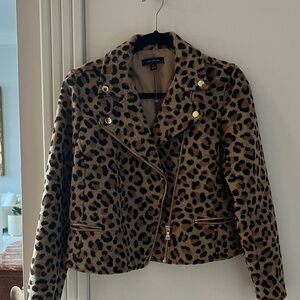 Ann Taylor Jaguar Animal Print Leather Jacket